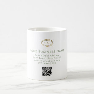 Caneca De Café Logotipo Empresarial de Código QR Verde Sage Minim