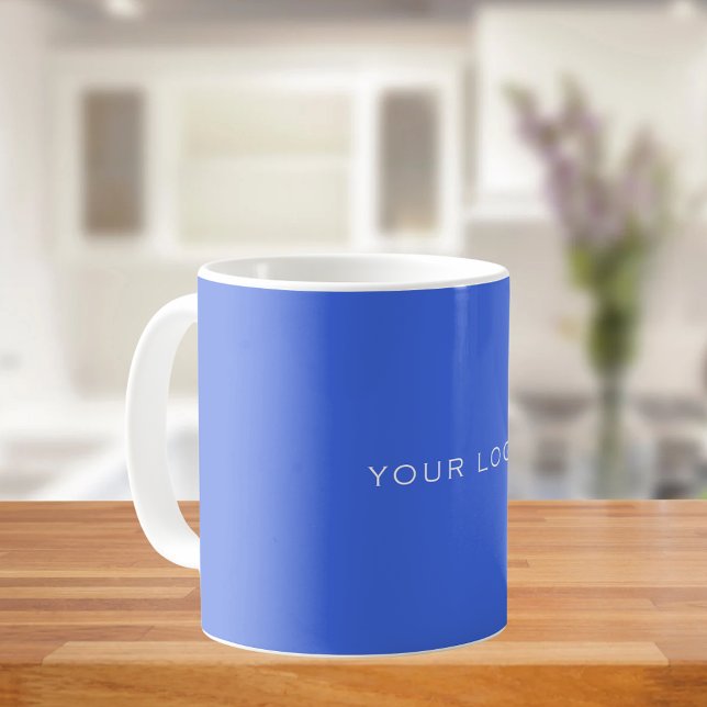 Caneca De Café Logotipo empresarial retangular azul real (Criador carregado)