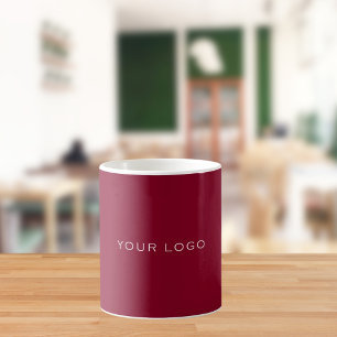 Caneca De Café logotipo empresarial retangular em burgundy