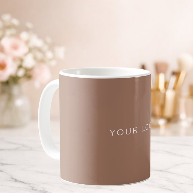 Caneca De Café Logotipo empresarial retangular marrom Mocha (Criador carregado)