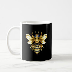 Caneca De Café Logotipo Faux Gold Foil Polygonal da Abelha em Pre