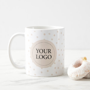 Caneca De Café Logotipo Personalizado Minimalista Bege para Negóc