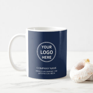 Caneca De Café Logotipo Personalizado Moderno Azul Marinho Empres