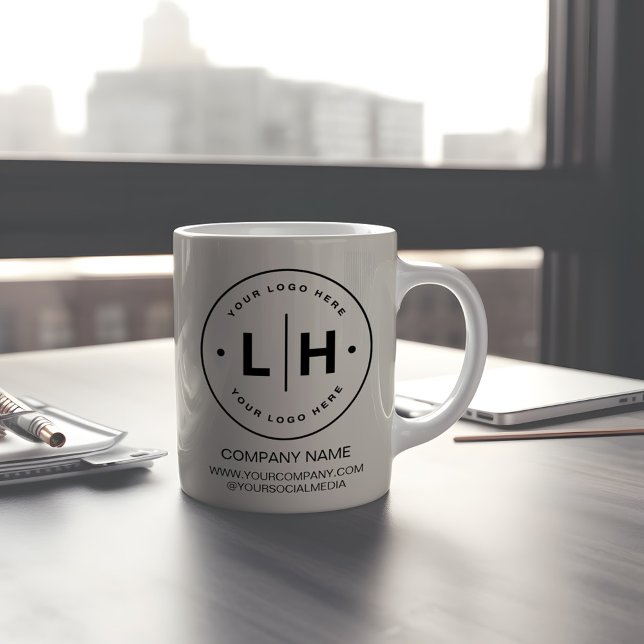 Caneca De Café Logotipo Personalizado Moderno Empresa (Modern Custom Logo Business Gift Coffee Mug by MINTIC DESIGN STUDIO)