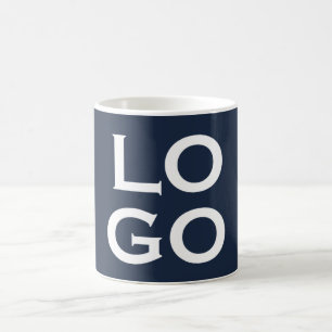 Caneca De Café Logotipo personalizado ou imagem em azul-marinho