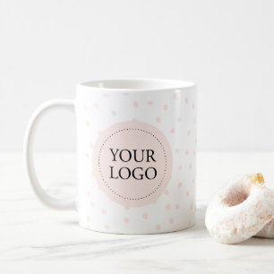 Caneca De Café Logotipo Personalizado Simples Rosa Minimalista Em