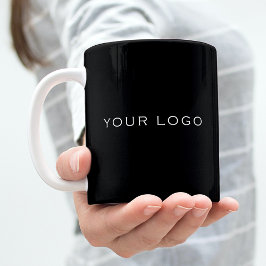 Caneca De Café Logotipo preto retangular