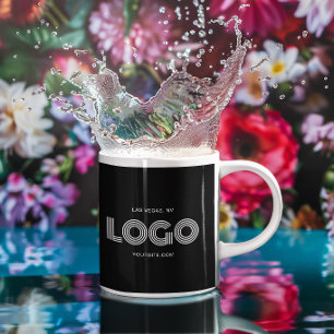 Caneca De Café Logotipo Retangular Moderno Preto e Branco Promo