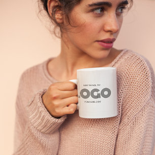 Caneca De Café Logotipo Retangular Moderno Preto Promo