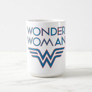 Caneca De Café Logotipo Retro Azul e Vermelho da Mulher Maravilha