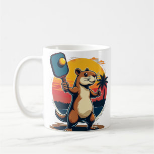 Caneca De Café Logotipo Retro de Esportes do Clube de Pickleball