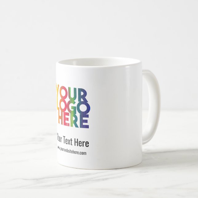 Caneca De Café Logotipo simples de empresa branco (Frente Esquerda)