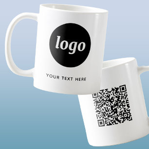 Caneca De Café Logotipo simples QR Código e texto Promocional par