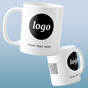 Caneca De Café Logotipo simples QR Código e texto Promocional par