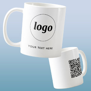 Caneca De Café Logotipo simples QR Código e texto Promocional par