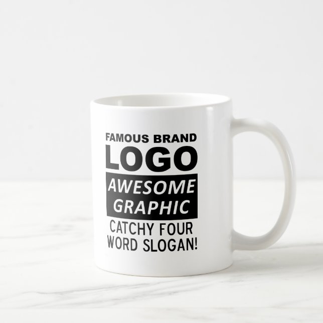 Caneca De Café Logotipo Slogan Engraçado Mug (Direita)