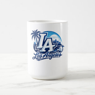 Caneca De Café Logotipo Urbano Azul e Branco de Los Angeles LA