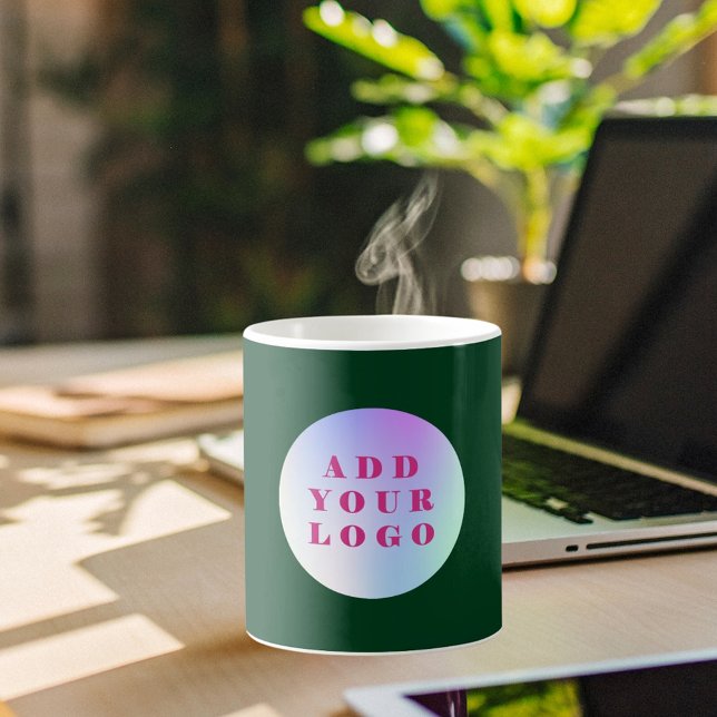 Caneca De Café Logotipo verde de empresa Emerald (Criador carregado)