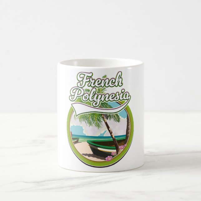Caneca De Café Logotipo viagem da Polinésia Francesa. (Centro)