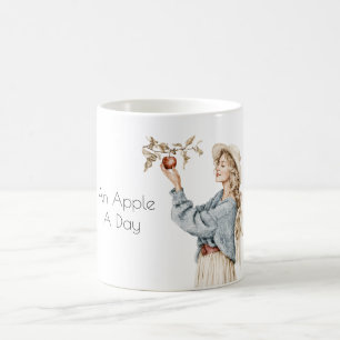 Caneca De Café Loira Feminino Suéter Azul Maçã Por Dia