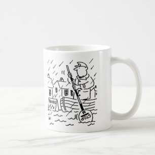 Caneca De Café Lollipop Man a remar barco no Flood usando um piru