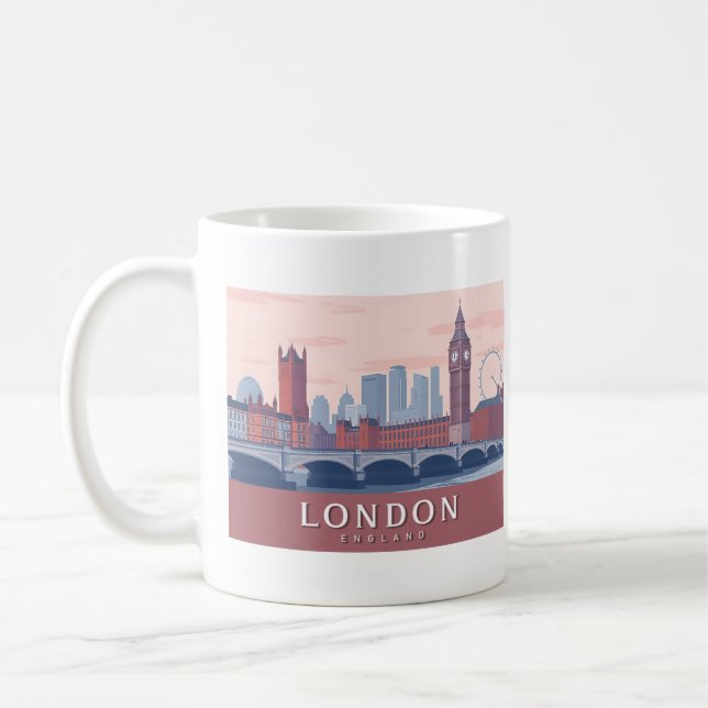 Caneca De Café London England Pastel Viagem Design (Esquerda)