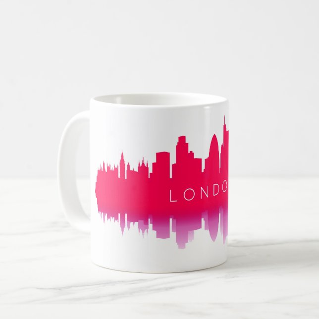 Caneca De Café London Skyline Silhouette – Modern Red (Frente Esquerda)