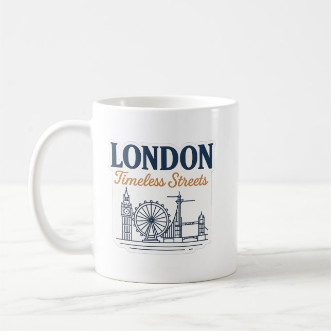 Caneca De Café London Timeless Streets – Big Ben & Tower Bridge (Esquerda)
