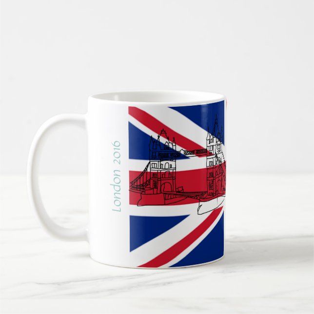 Caneca De Café London Tower Bridge Union Jack Flag Britânico (Esquerda)