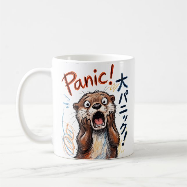 Caneca De Café Londra Panicamente de Lontra Meme  (Esquerda)