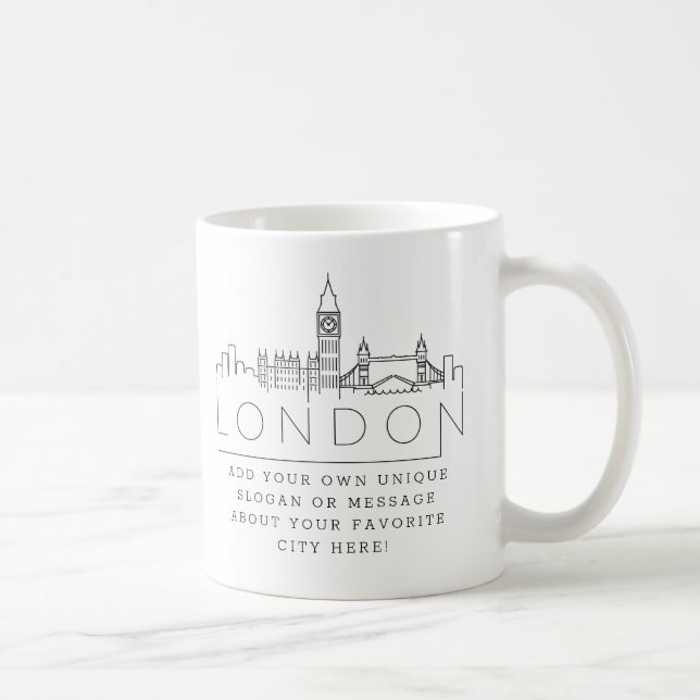 Caneca De Café Londres, Inglaterra Estilizou Skyline | Slogan Per (Direita)