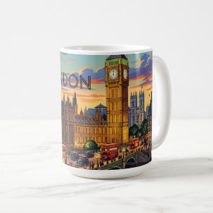 Caneca De Café Londres Inglaterra Viagem Arte Vintage