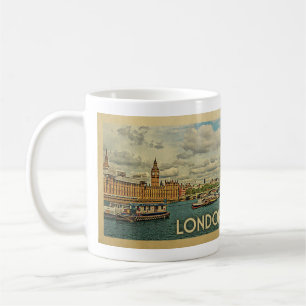 Caneca De Café Londres Inglaterra Viagem Vintage
