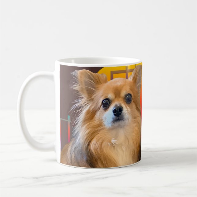 Caneca De Café Long Hair Chihuahua chamado Dylan (Esquerda)