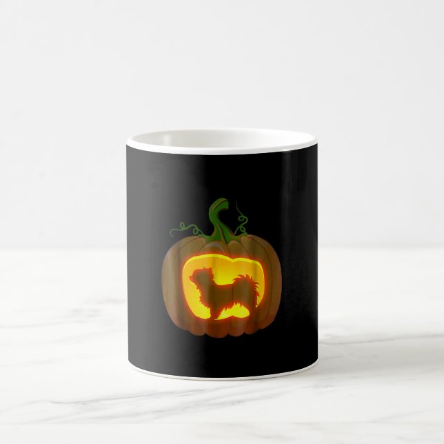Caneca De Café Long Haired Chihuahua Halloween (Centro)