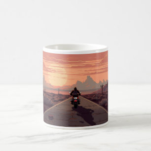Caneca De Café Longa Viagem Na Estrada Com Um Sunset
