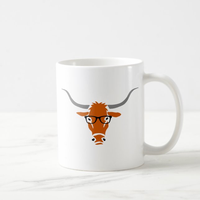 Caneca De Café Longhorn com vidros do hipster (Direita)