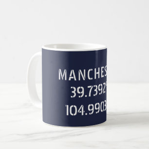 Caneca De Café Longitude do Manchester Latitude