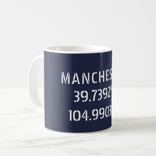 Caneca De Café Longitude do Manchester Latitude (Frente Esquerda)
