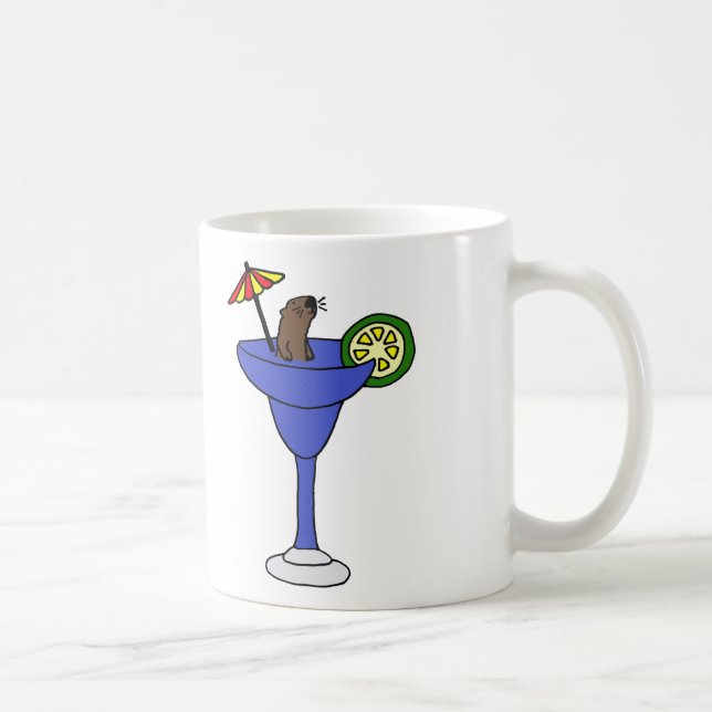 Caneca De Café Lontra de mar engraçada na bebida azul de (Direita)