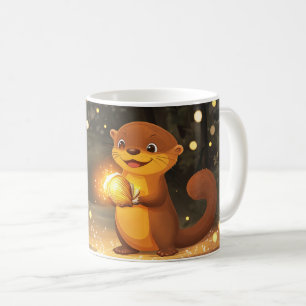 Caneca De Café Lontra Estilo Cartoon Vibrante Colorido Fofo