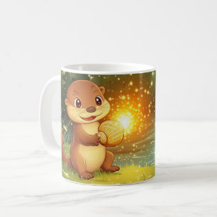 Caneca De Café Lontra Estilo Cartoon Vibrante Colorido Fofo