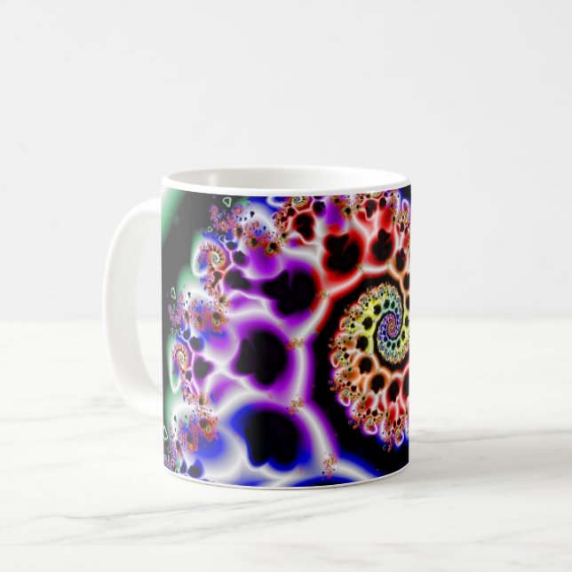 Caneca De Café Loops de fruta | Arte Fractal Arco-Íris (Frente Esquerda)