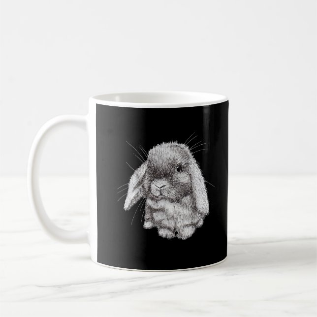 Caneca De Café Lop Eared Bunny Rabbit Sketch Mens Mulheres Crianç (Esquerda)