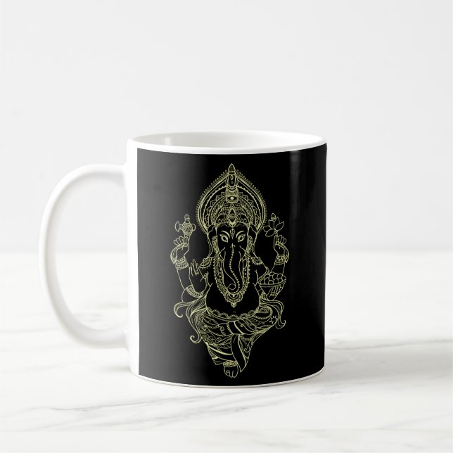 Caneca De Café Lord Ganesha Elephant God Yoga (Esquerda)