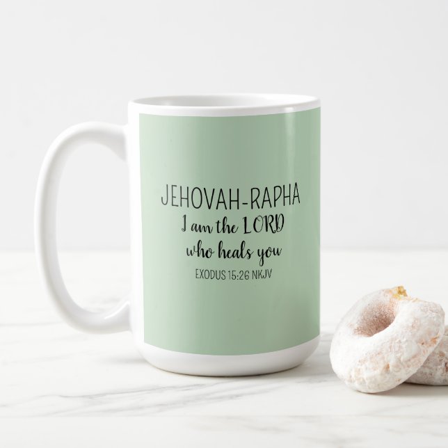 Caneca De Café Lord Who Heals Light Green Simple Christian (Com Donut)