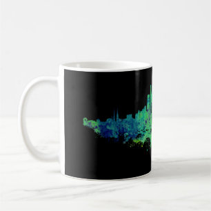 Caneca De Café Los Angeles City Skyline - Verde limão Azul