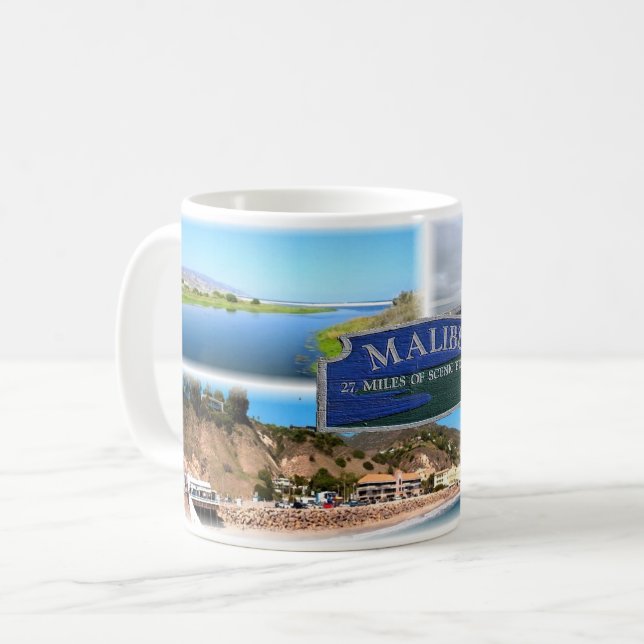 Caneca De Café Los Angeles - Malibu - Lagoa - Pier - praia (Frente Esquerda)