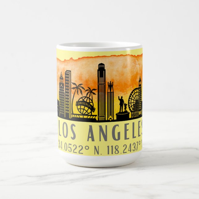 Caneca De Café Los Angeles Skyline Latitude e Longitude (Centro)