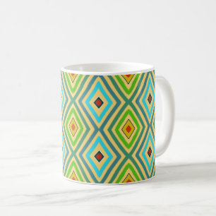 Caneca De Café Losango Diamante Verde Azul Geométrico